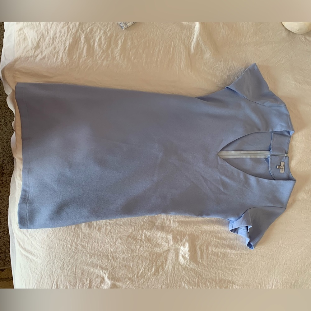Light blue deep V neck cocktail dress